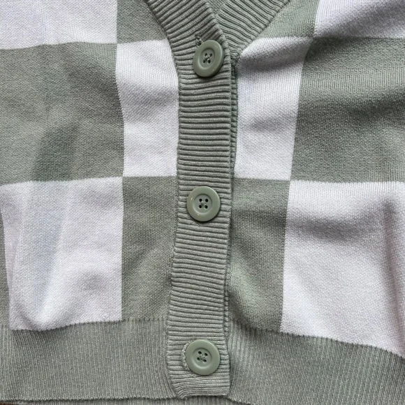 Garage Checkered Cardigan – Desert Sage, Size Medium - Picture 2 of 7